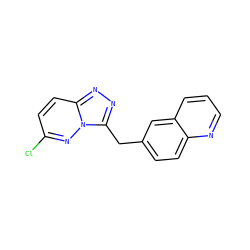 Clc1ccc2nnc(Cc3ccc4ncccc4c3)n2n1 ZINC000115369892