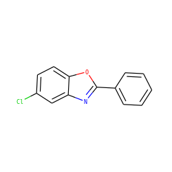 Clc1ccc2oc(-c3ccccc3)nc2c1 ZINC000000257583