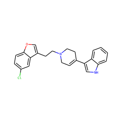 Clc1ccc2occ(CCN3CC=C(c4c[nH]c5ccccc45)CC3)c2c1 ZINC000034506682