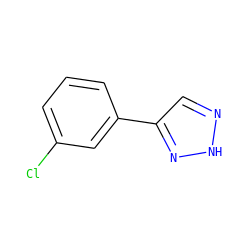 Clc1cccc(-c2cn[nH]n2)c1 ZINC000000085654