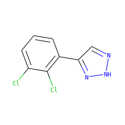 Clc1cccc(-c2cn[nH]n2)c1Cl ZINC000095561247