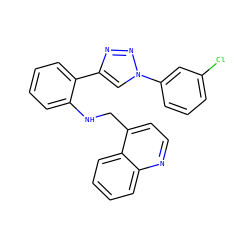Clc1cccc(-n2cc(-c3ccccc3NCc3ccnc4ccccc34)nn2)c1 ZINC000040864137