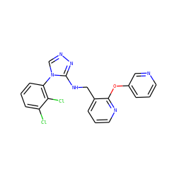 Clc1cccc(-n2cnnc2NCc2cccnc2Oc2cccnc2)c1Cl ZINC000029126365
