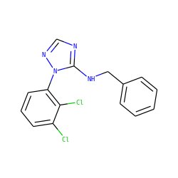 Clc1cccc(-n2ncnc2NCc2ccccc2)c1Cl ZINC000029126415