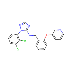 Clc1cccc(-n2ncnc2NCc2ccccc2Oc2cccnc2)c1Cl ZINC000029126160