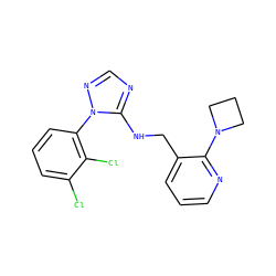 Clc1cccc(-n2ncnc2NCc2cccnc2N2CCC2)c1Cl ZINC000029126756