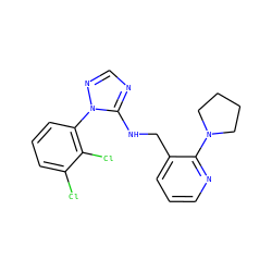 Clc1cccc(-n2ncnc2NCc2cccnc2N2CCCC2)c1Cl ZINC000029126716