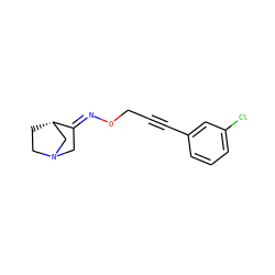 Clc1cccc(C#CCO/N=C2\CN3CC[C@H]2C3)c1 ZINC000013780104