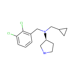 Clc1cccc(CN(CC2CC2)[C@H]2CCNC2)c1Cl ZINC000028948792