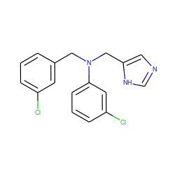 Clc1cccc(CN(Cc2cnc[nH]2)c2cccc(Cl)c2)c1 ZINC000096177481