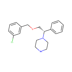 Clc1cccc(COC[C@H](c2ccccc2)N2CCNCC2)c1 ZINC000022926733