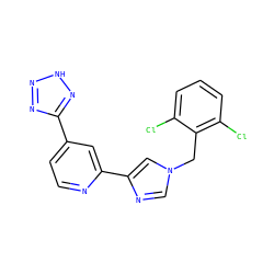 Clc1cccc(Cl)c1Cn1cnc(-c2cc(-c3nn[nH]n3)ccn2)c1 ZINC000225925169
