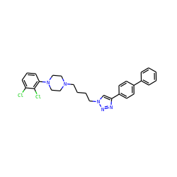 Clc1cccc(N2CCN(CCCCn3cc(-c4ccc(-c5ccccc5)cc4)nn3)CC2)c1Cl ZINC000473102037