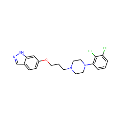 Clc1cccc(N2CCN(CCCOc3ccc4cn[nH]c4c3)CC2)c1Cl ZINC000095553616
