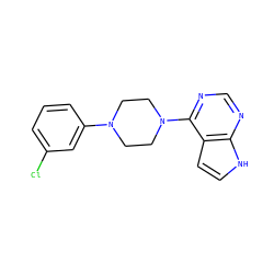 Clc1cccc(N2CCN(c3ncnc4[nH]ccc34)CC2)c1 ZINC000082359062