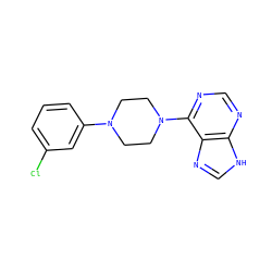 Clc1cccc(N2CCN(c3ncnc4[nH]cnc34)CC2)c1 ZINC000013522902
