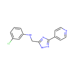 Clc1cccc(NCc2nc(-c3ccncc3)n[nH]2)c1 ZINC000219033063
