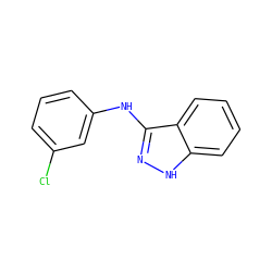 Clc1cccc(Nc2n[nH]c3ccccc23)c1 ZINC000137897326