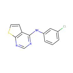 Clc1cccc(Nc2ncnc3sccc23)c1 ZINC000003332559
