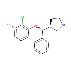 Clc1cccc(O[C@@H](c2ccccc2)[C@H]2CCNC2)c1Cl ZINC000095589414