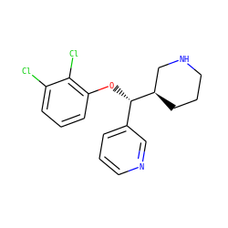 Clc1cccc(O[C@@H](c2cccnc2)[C@@H]2CCCNC2)c1Cl ZINC000043015950