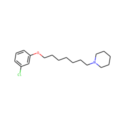 Clc1cccc(OCCCCCCCN2CCCCC2)c1 ZINC000653787396