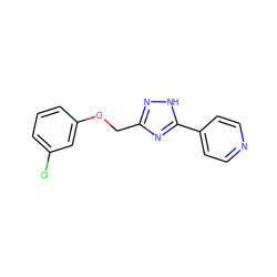 Clc1cccc(OCc2n[nH]c(-c3ccncc3)n2)c1 ZINC000015923895