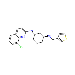 Clc1cccc2ccc(N[C@H]3CCC[C@H](NCc4ccsc4)C3)nc12 ZINC000028951007