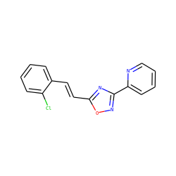 Clc1ccccc1/C=C/c1nc(-c2ccccn2)no1 ZINC000004978570