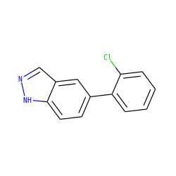 Clc1ccccc1-c1ccc2[nH]ncc2c1 ZINC000169329406