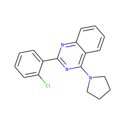 Clc1ccccc1-c1nc(N2CCCC2)c2ccccc2n1 ZINC000000499629