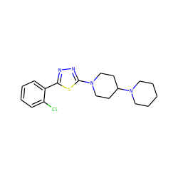 Clc1ccccc1-c1nnc(N2CCC(N3CCCCC3)CC2)s1 ZINC000066259020