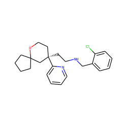 Clc1ccccc1CNCC[C@@]1(c2ccccn2)CCOC2(CCCC2)C1 ZINC000096940343