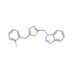 Clc1ccccc1Cc1nnc(Cn2nnc3ccccc32)o1 ZINC000653723296