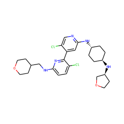 Clc1cnc(N[C@H]2CC[C@H](N[C@H]3CCOC3)CC2)cc1-c1nc(NCC2CCOCC2)ccc1Cl ZINC000261169352