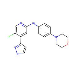 Clc1cnc(Nc2ccc(N3CCOCC3)cc2)cc1-c1cc[nH]n1 ZINC000071405029