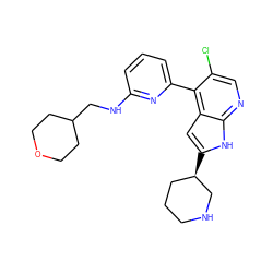 Clc1cnc2[nH]c([C@@H]3CCCNC3)cc2c1-c1cccc(NCC2CCOCC2)n1 ZINC000220184762