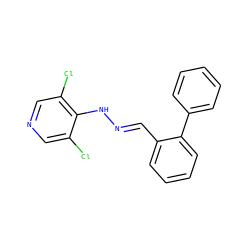 Clc1cncc(Cl)c1N/N=C/c1ccccc1-c1ccccc1 ZINC000028571851