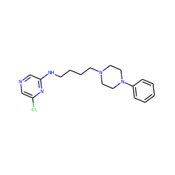 Clc1cncc(NCCCCN2CCN(c3ccccc3)CC2)n1 ZINC000053573655
