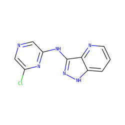 Clc1cncc(Nc2n[nH]c3cccnc23)n1 ZINC000166962070