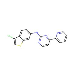 Clc1csc2cc(Nc3nccc(-c4ccccn4)n3)ccc12 ZINC000144181932
