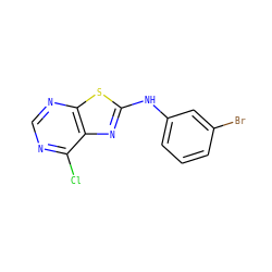 Clc1ncnc2sc(Nc3cccc(Br)c3)nc12 ZINC000653831420