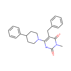 Cn1c(=O)[nH]c(N2CCC(c3ccccc3)CC2)c(Cc2ccccc2)c1=O ZINC000028707960