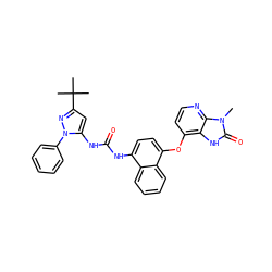 Cn1c(=O)[nH]c2c(Oc3ccc(NC(=O)Nc4cc(C(C)(C)C)nn4-c4ccccc4)c4ccccc34)ccnc21 ZINC000049780922