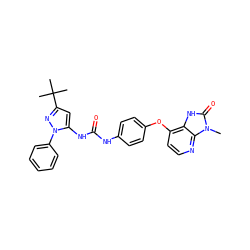 Cn1c(=O)[nH]c2c(Oc3ccc(NC(=O)Nc4cc(C(C)(C)C)nn4-c4ccccc4)cc3)ccnc21 ZINC000049087818