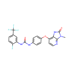 Cn1c(=O)[nH]c2c(Oc3ccc(NC(=O)Nc4cc(C(F)(F)F)ccc4F)cc3)ccnc21 ZINC000040950944
