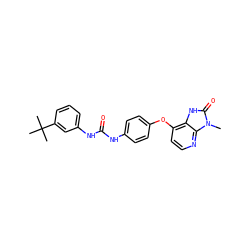 Cn1c(=O)[nH]c2c(Oc3ccc(NC(=O)Nc4cccc(C(C)(C)C)c4)cc3)ccnc21 ZINC000040950941