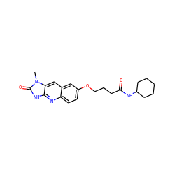 Cn1c(=O)[nH]c2nc3ccc(OCCCC(=O)NC4CCCCC4)cc3cc21 ZINC000013725648