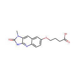 Cn1c(=O)[nH]c2nc3ccc(OCCCC(=O)O)cc3cc21 ZINC000013725585