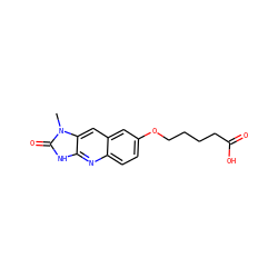 Cn1c(=O)[nH]c2nc3ccc(OCCCCC(=O)O)cc3cc21 ZINC000013725601